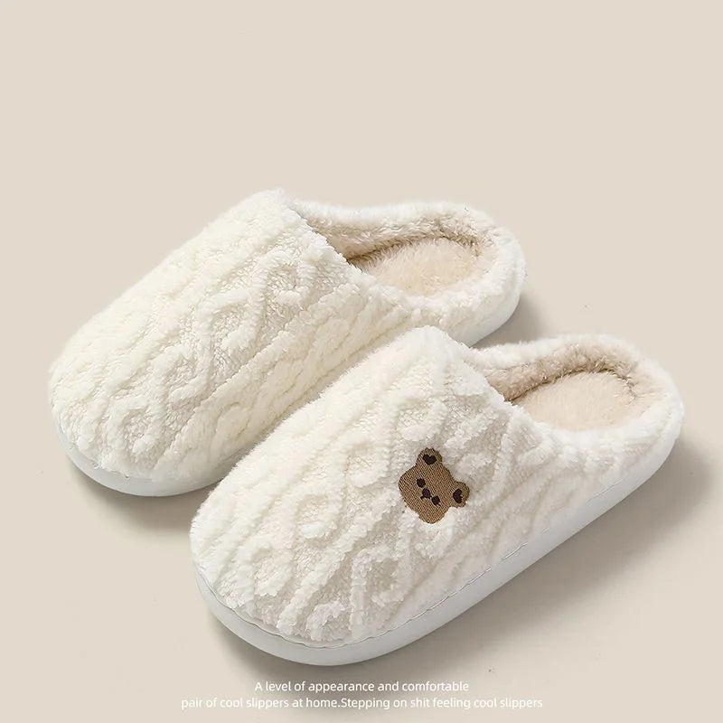 Cozy Cartoon Bear Winter Slippers for Women